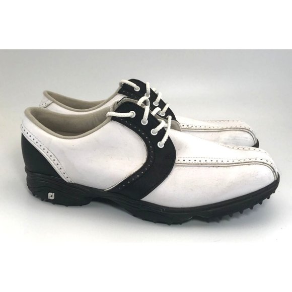 FootJoy GreenJoys Womens Sz 10M Black White 48364 Golf Shoes Soft Spike Patent - Picture 5 of 9